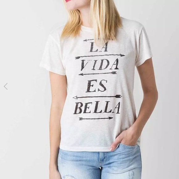 Billabong Womens La Vida Es Bella “Life is Beautiful” Burnout Tee Size Medium - Picture 1 of 4